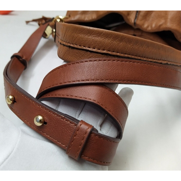 Calvin Klein Brown Tan Leather Zipper Closure Crossbody Shoulder Bag - Picture 4 of 16